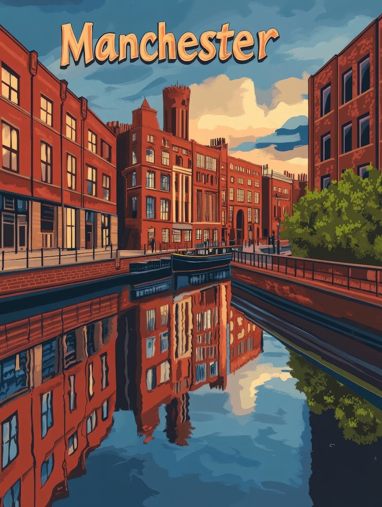 Aihrgdesign A Retro Travel Poster For Manchester