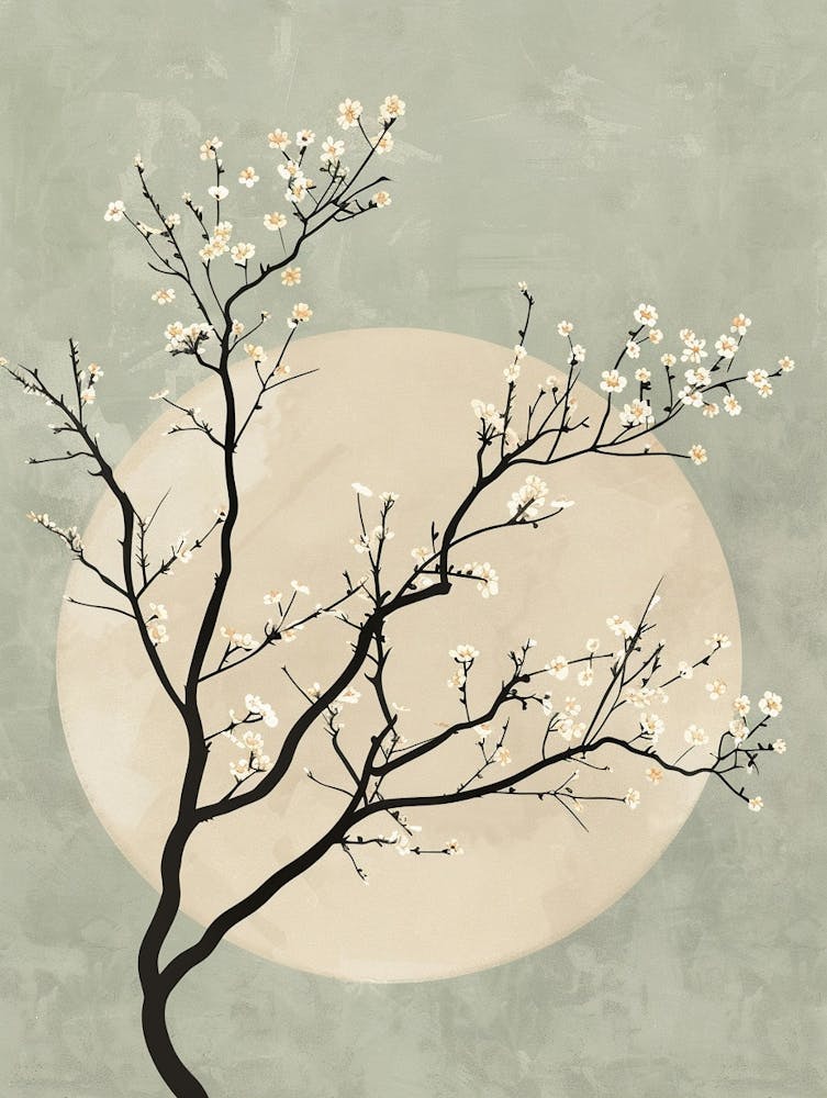 Plum Tree Minimal Japandi Illustration 1