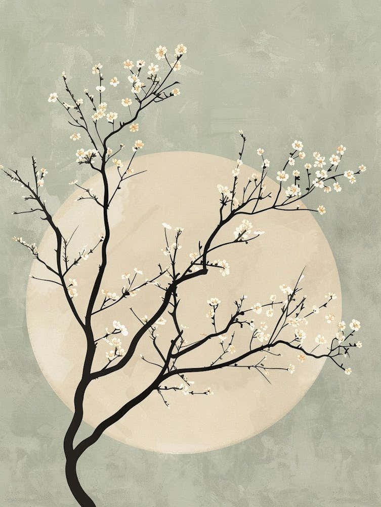 Plum Tree Minimal Japandi Illustration 1