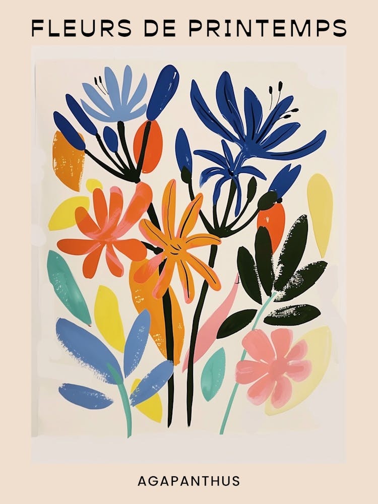Spring Floral French Poster  Agapanthus 3