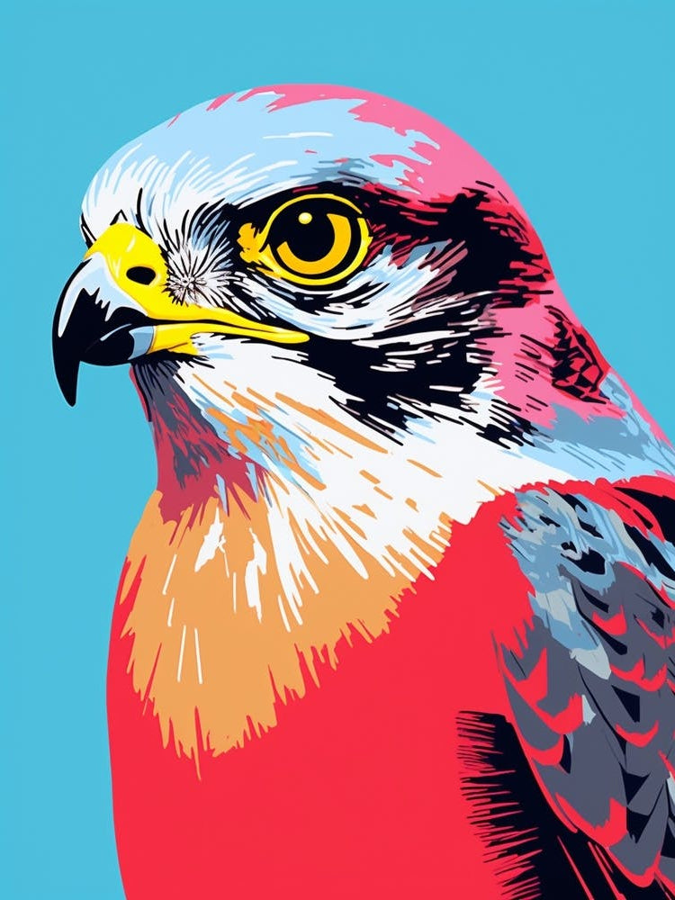 Andy Warhol Style Bird Eurasian Sparrowhawk 4