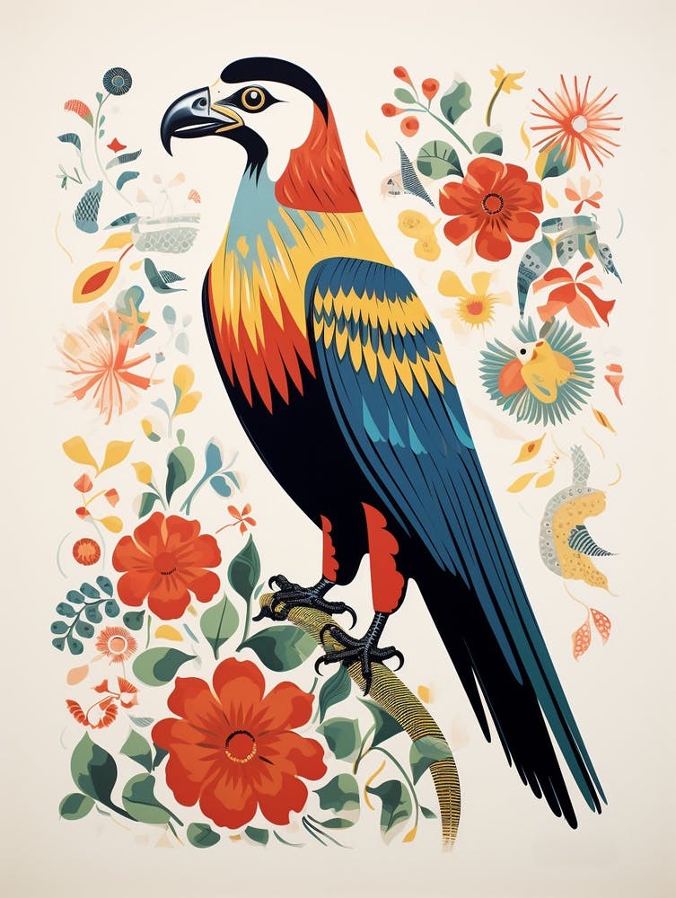 Scandinavian Bird Illustration Crested Caracara 4