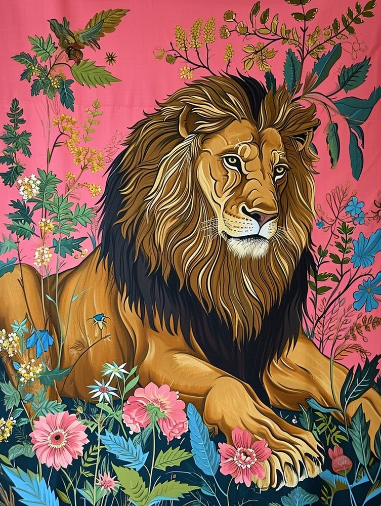 Floral Animal Painting Lion 4