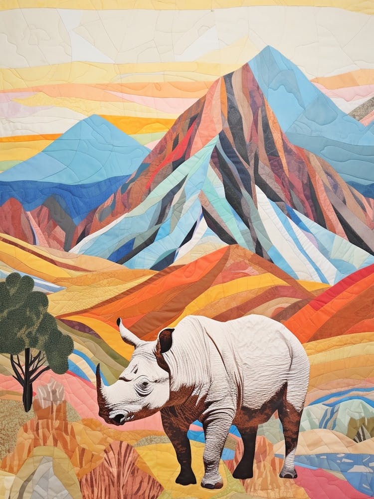 Patchwork Colourful Rhino 3