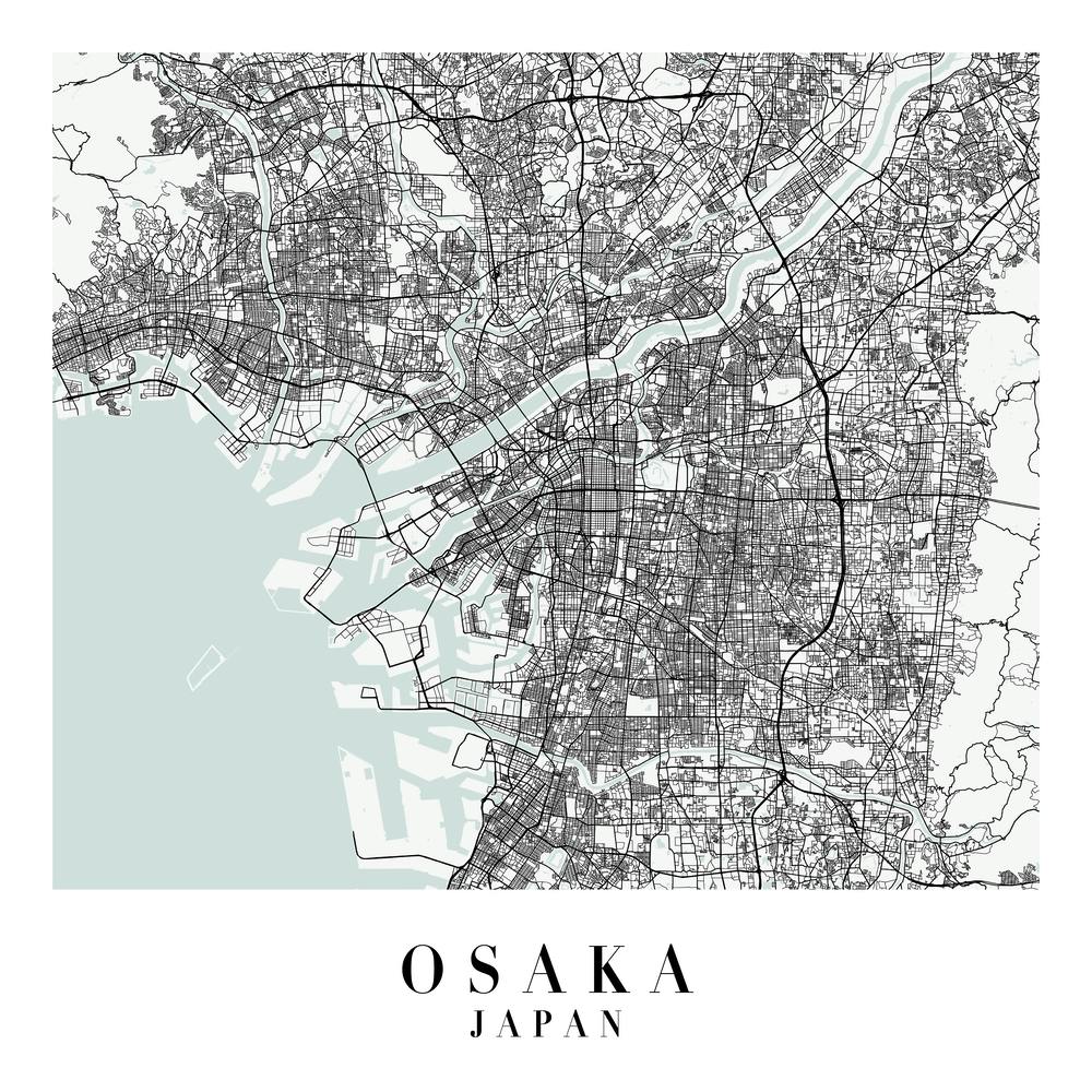 Osaka Japan Street Map Minimal Color Square