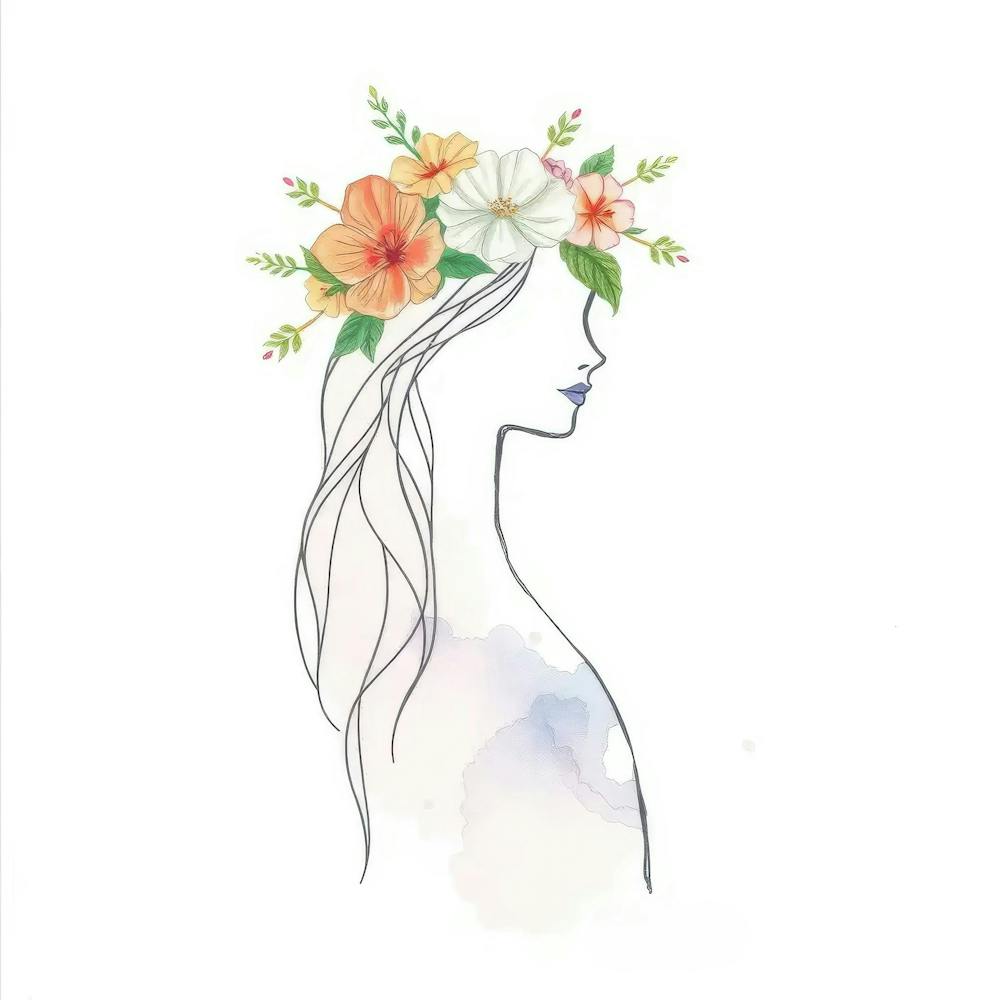 Portrait Of A Woman With Flowers 1