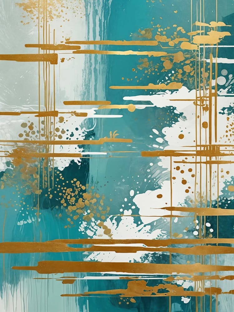 Abstract In Teal And Gold no1