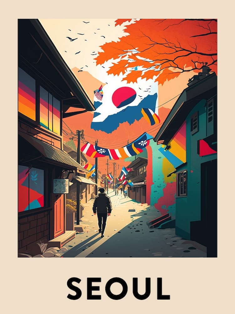 Seoul Rainbow Travel Poster