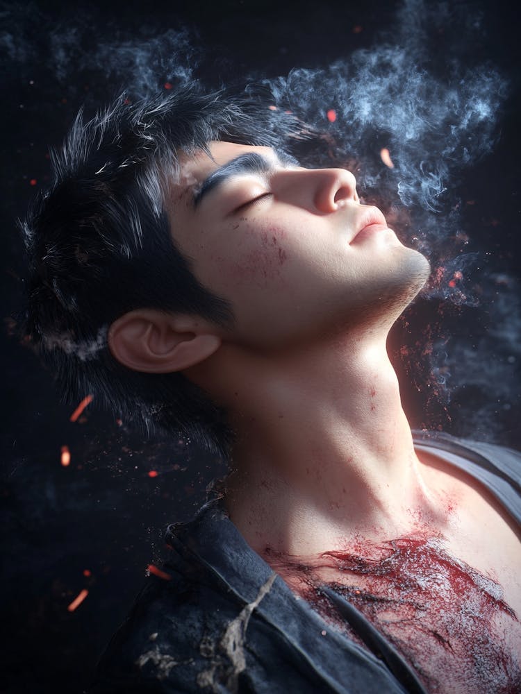 Man With Blood On His Face