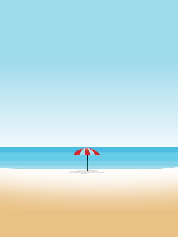 Red Umbrella On The Beach