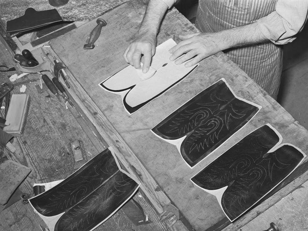 The Pattern For The Stitching On The Uppers Is Transferred To The Leather By Means Of Talc Through Perforations In