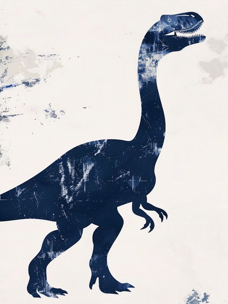 Navy Blue Textured Dinosaur Silhouette