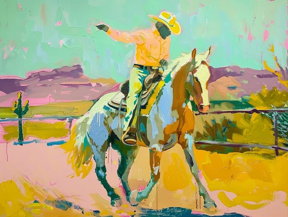 Neon-Cowboy In Tucson Arizona Gemälde