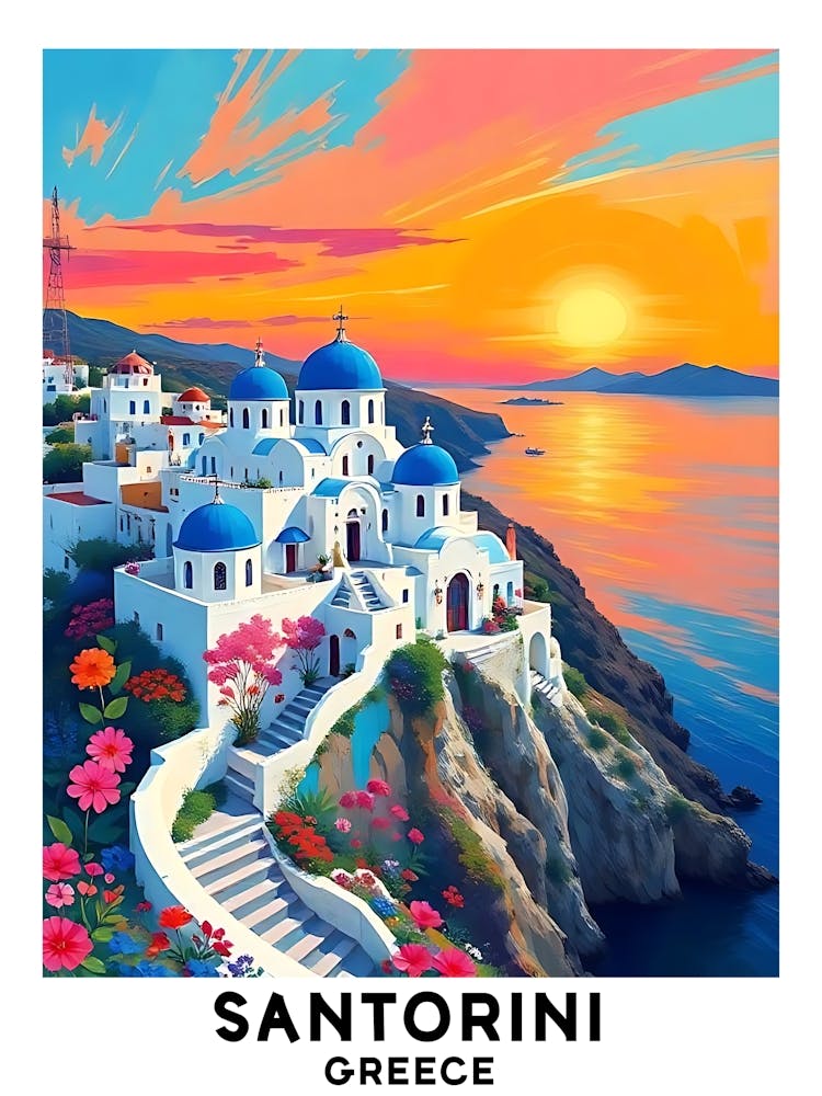 Santorini - Greece Vintage Travel Poster 39