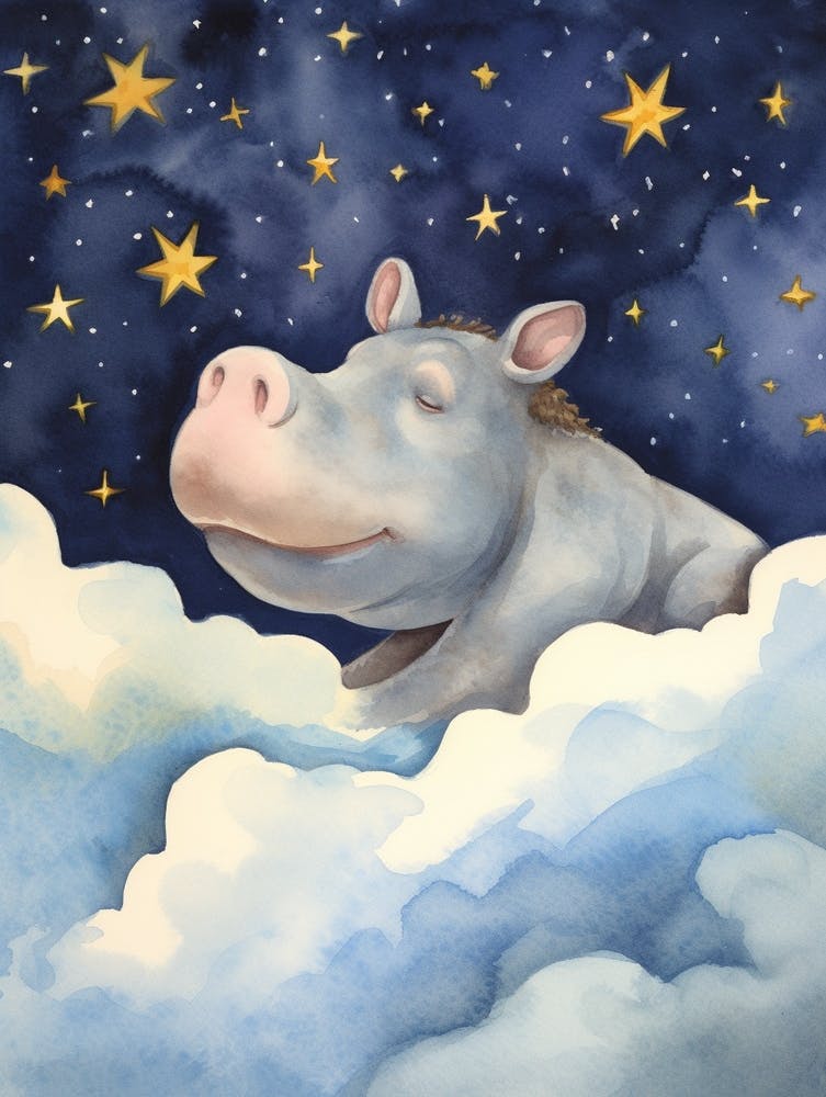 Baby Hippopotamus 1 Sleeping In The Clouds