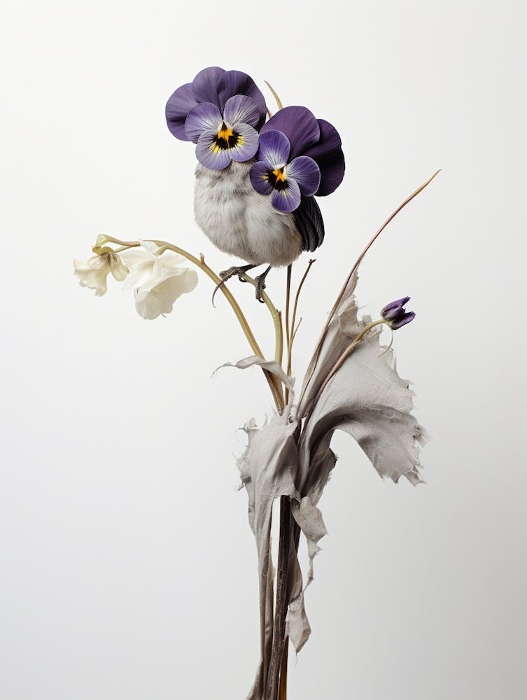 Art Botanique de Fleur Sauvage Pressée - Violette Pied-d'Oiseau Viola