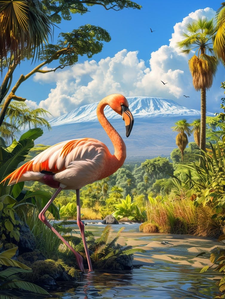 Greater Flamingo East Africa Kenya Tropical Illustration 3