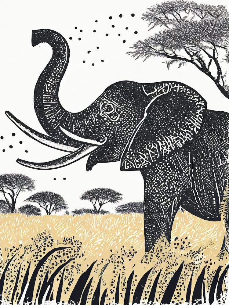 A Mighty Elephant Trumpet Among Savannah Grasses 1