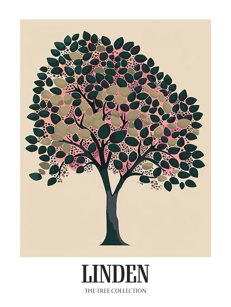 Linden Tree Colourful Illustration 1 Poster