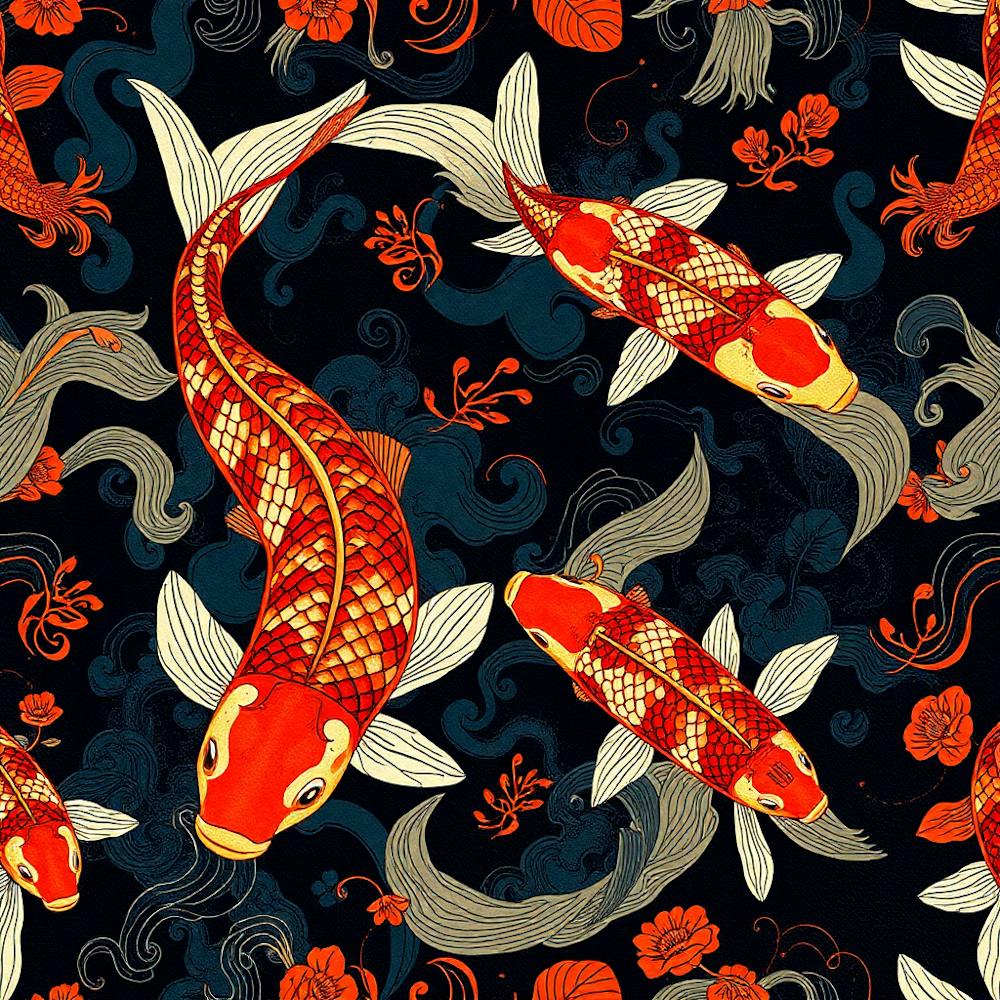 Koi Fish Seamless Pattern 4
