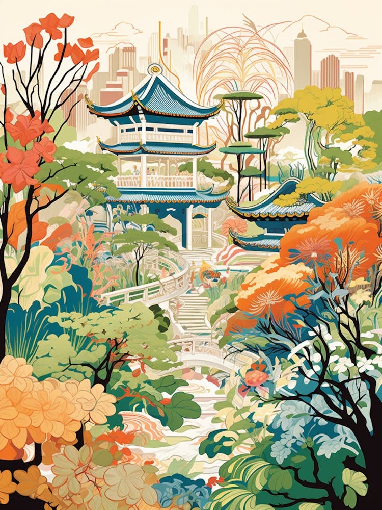Yuyuan Garden China Moderne Illustration 2