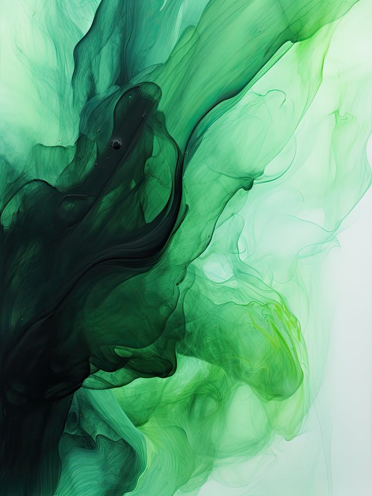 Green And Black Flow Asbtract Painting 0