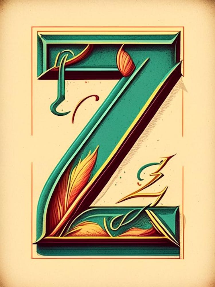 Z, Letter, Alphabet Vintage Sketch 2
