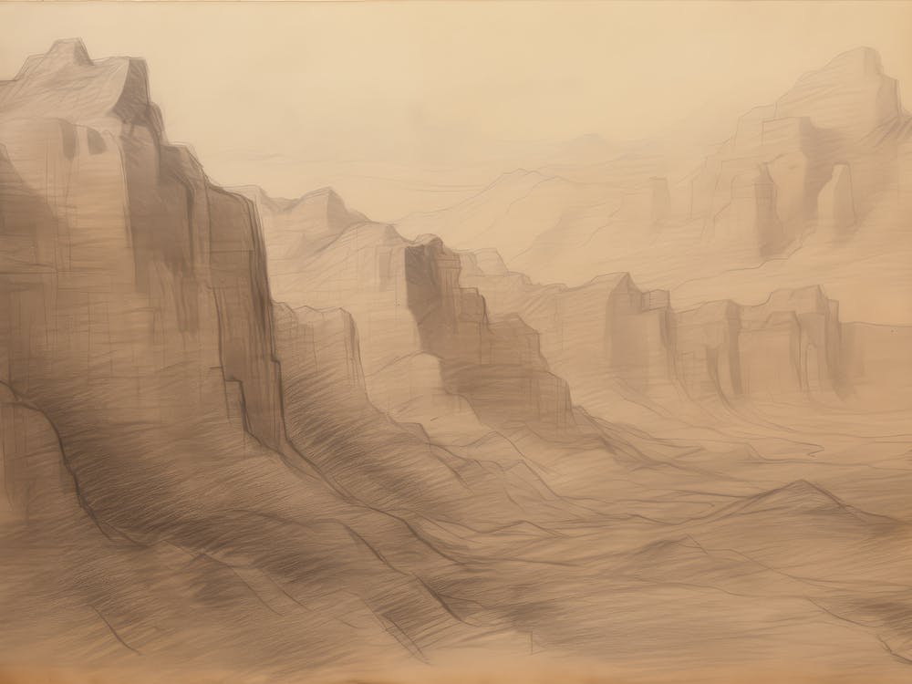 Desert Canyon Vintage Sketch