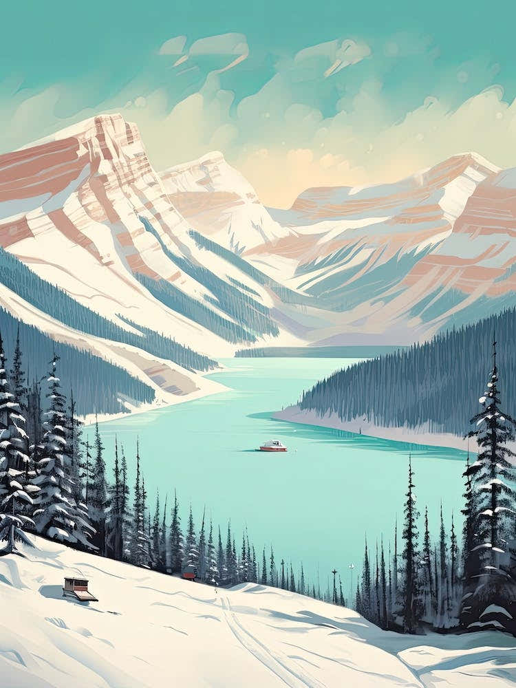 Lake Louise Ski Resort   Alberta, Canada, Ski Resort Illustration 1 Simple Style