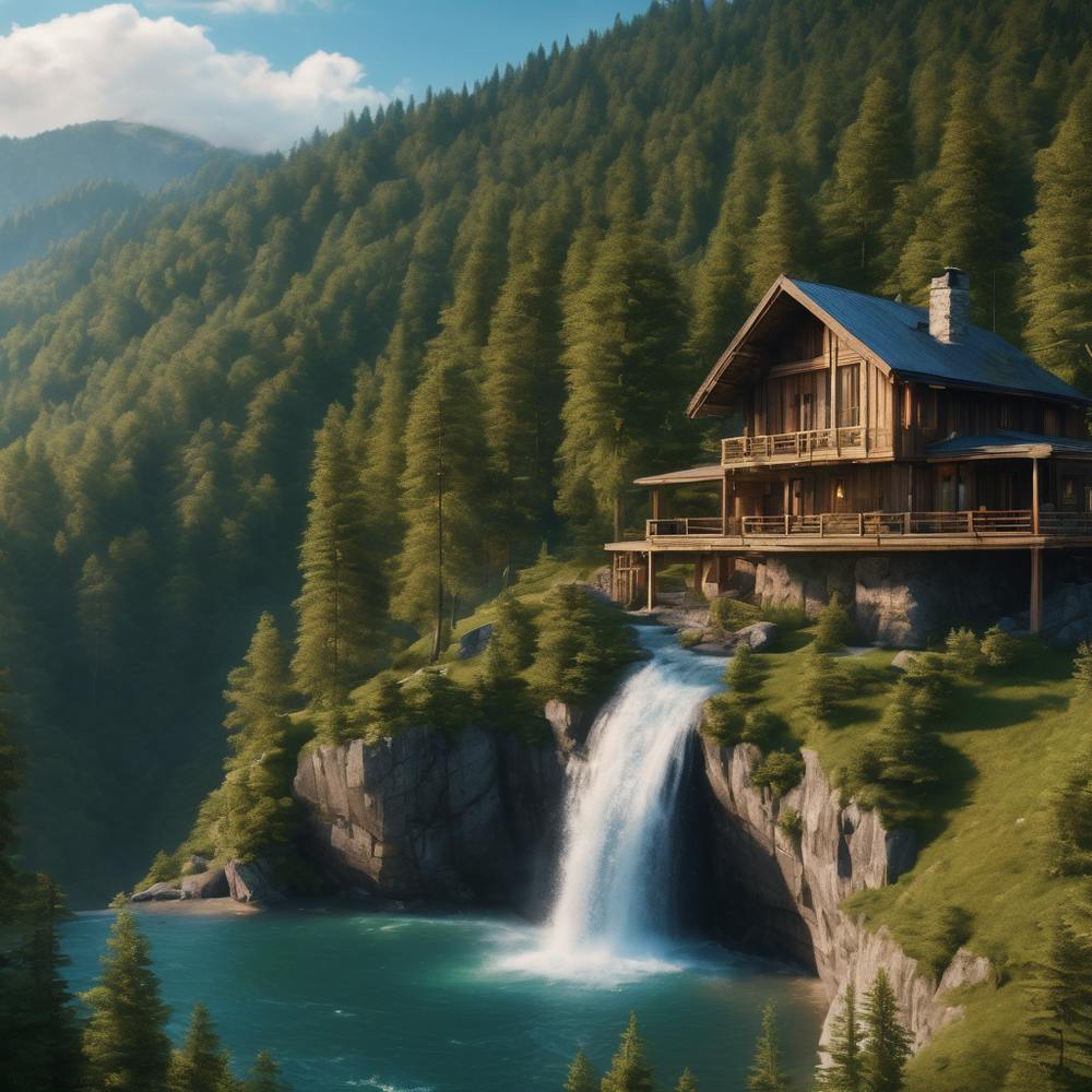 Hütte am Wasserfall