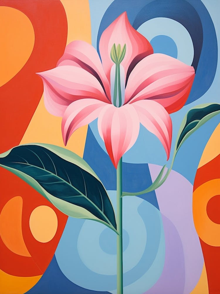 Gloriosa Lily 2 Hilma Af Klint Inspired Pastel Flower Painting