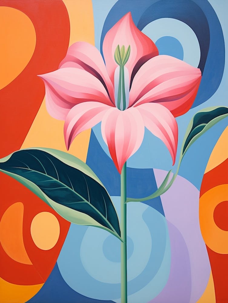 Gloriosa Lily 2 Hilma Af Klint Inspired Pastel Flower Painting