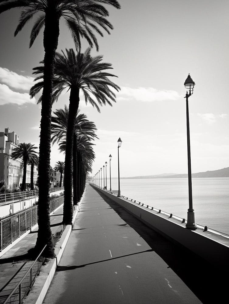 Nice, France, Black And White Old Photo 2