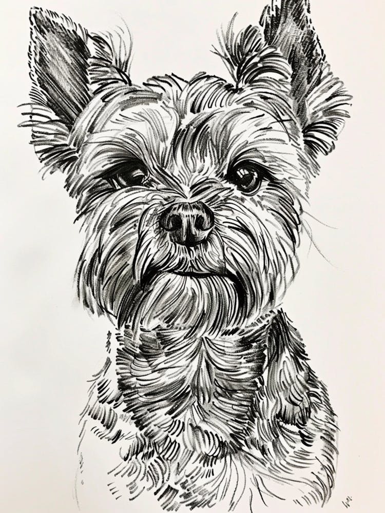 Yorkshire Terrier Dog Line Sketch 1
