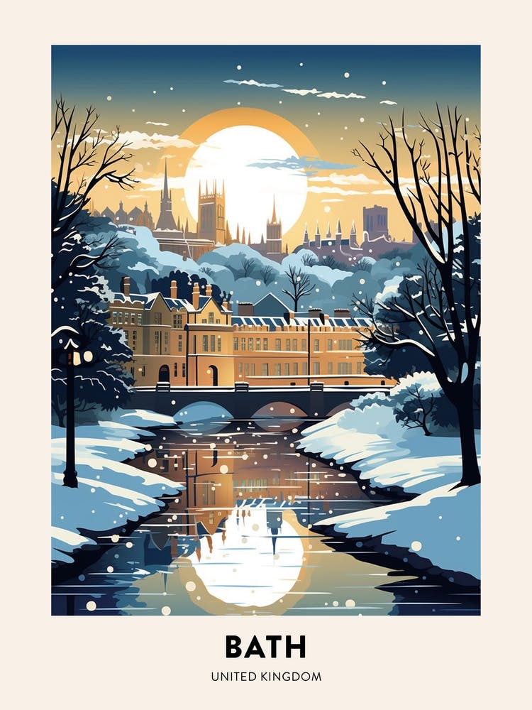 Winternacht Reiseposter Bath Vereinigtes Königreich 1