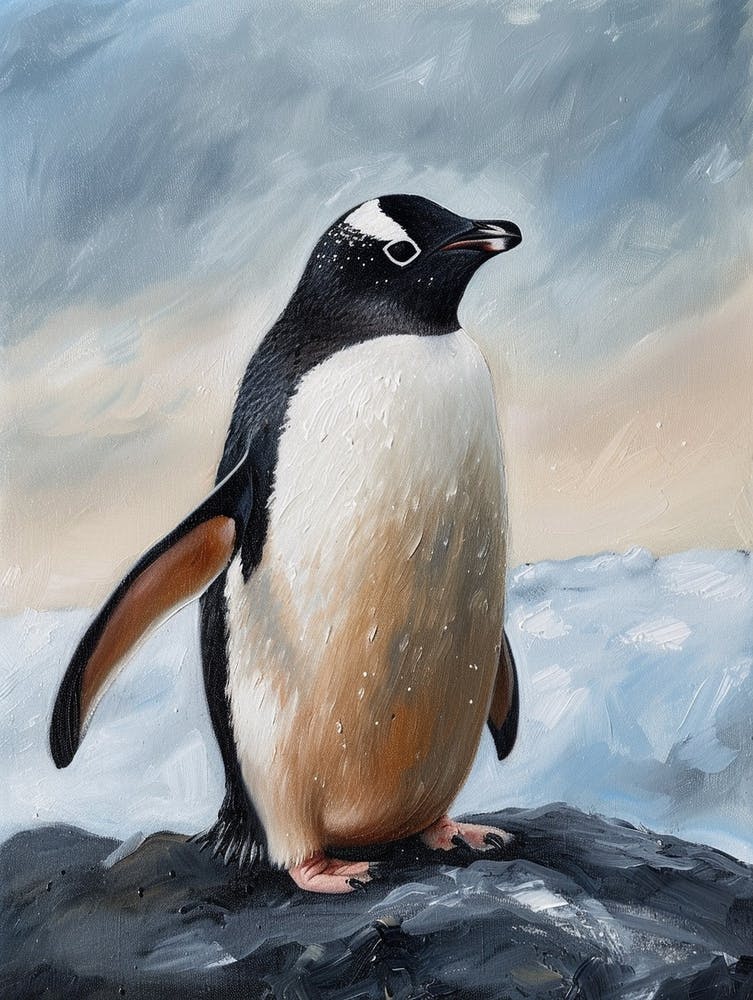 Adlie Penguin Bartolom Island Oil Painting 2