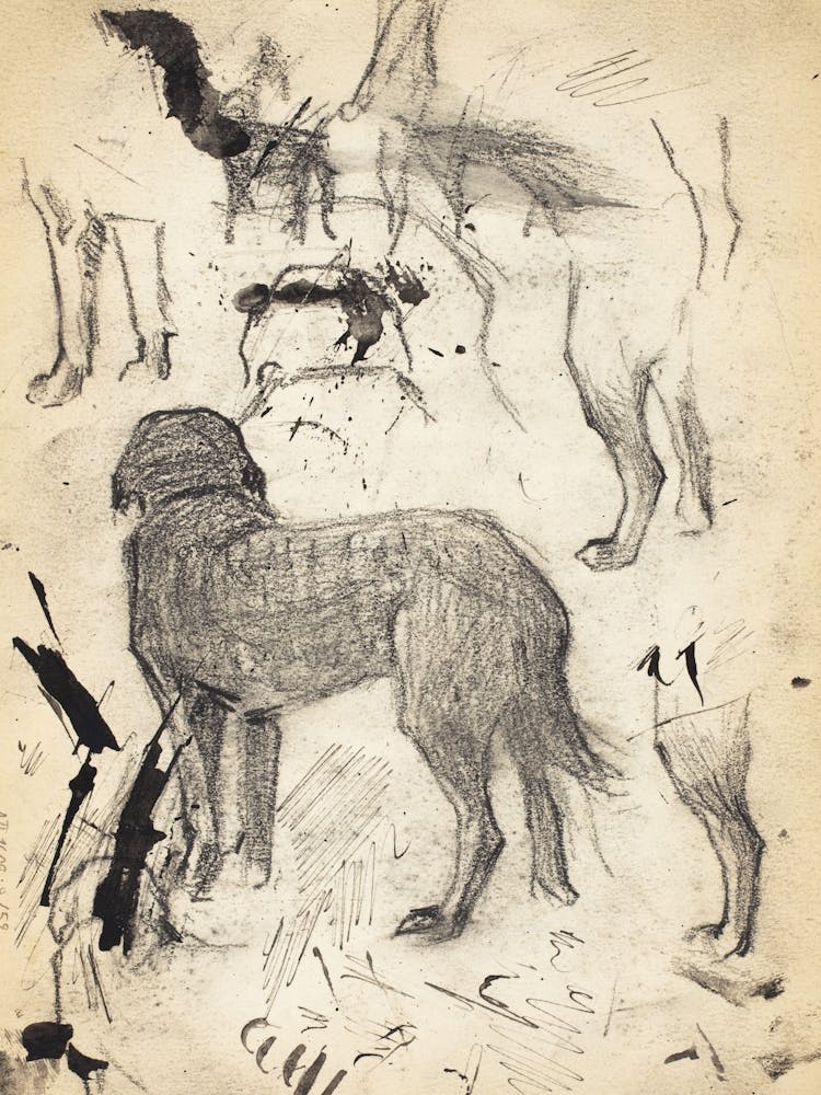 Koira Ja Tassuja, Luonnos, 1889 1891part Of A Sketchbook By Magnus Enckell