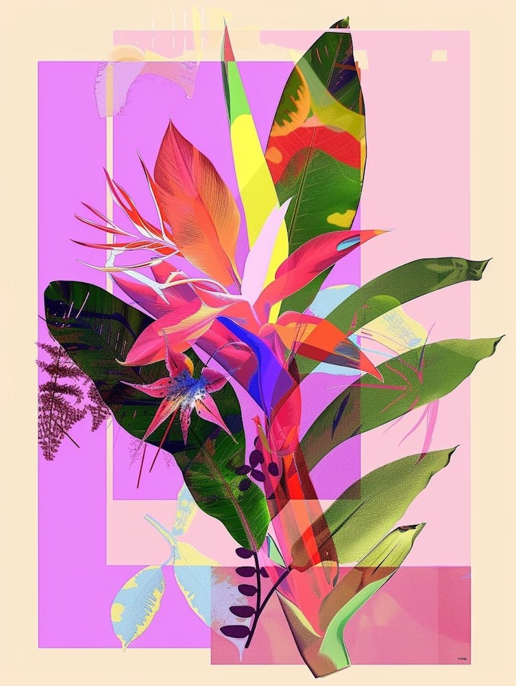 Heliconia 3 Neon-Blumen-Collage