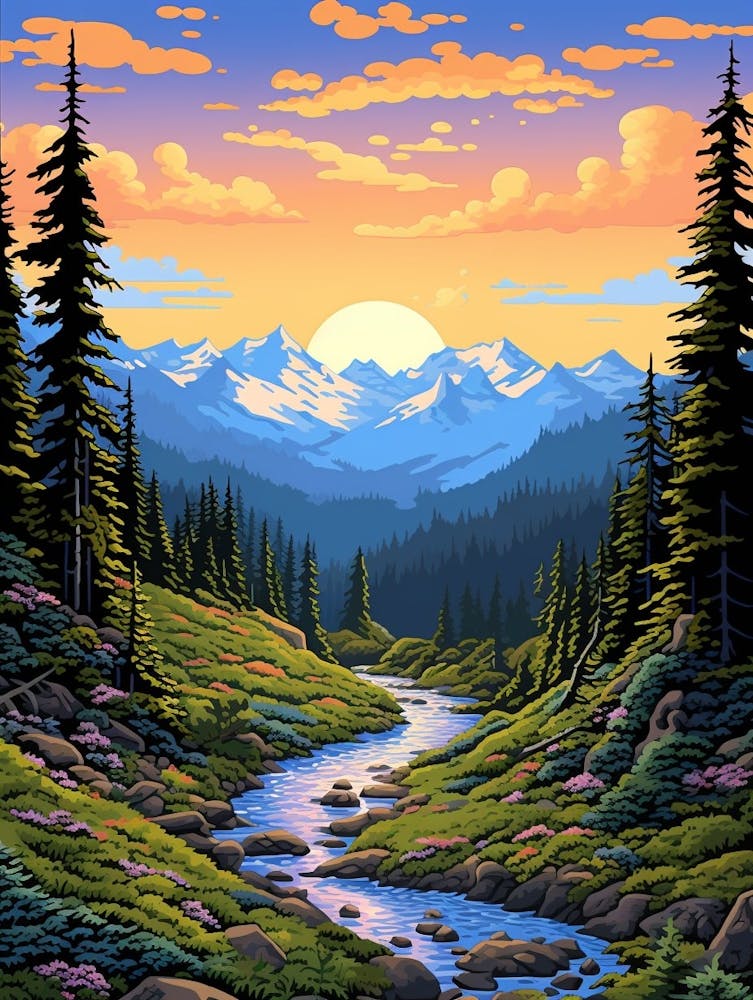 Olympic National Park Retro Pop Art 9