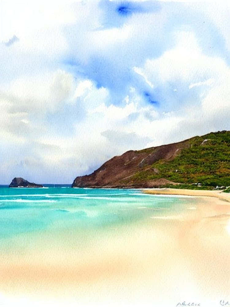 Anse De Grande Saline 2, St Barts Watercolour
