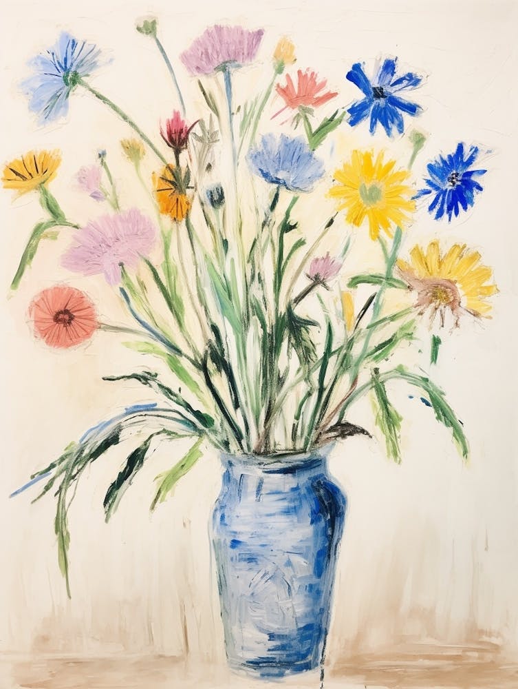 Flower Painting Fauvist Style Cornflower 1