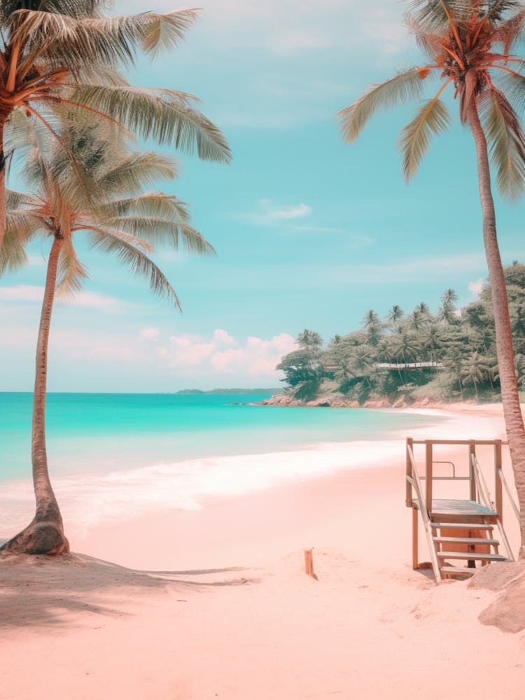 Surin Beach Phuket Thailand Turquoise And Pink Tones 1