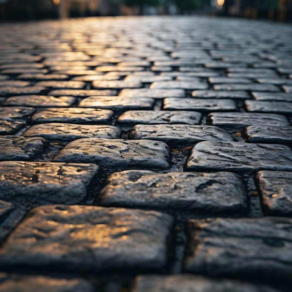Cobblestone Street At Dusk