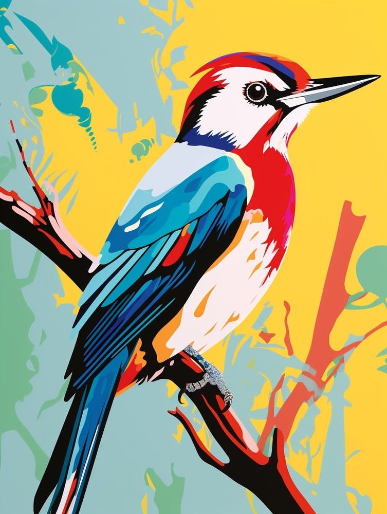 Andy Warhol Style Bird Woodpecker 1