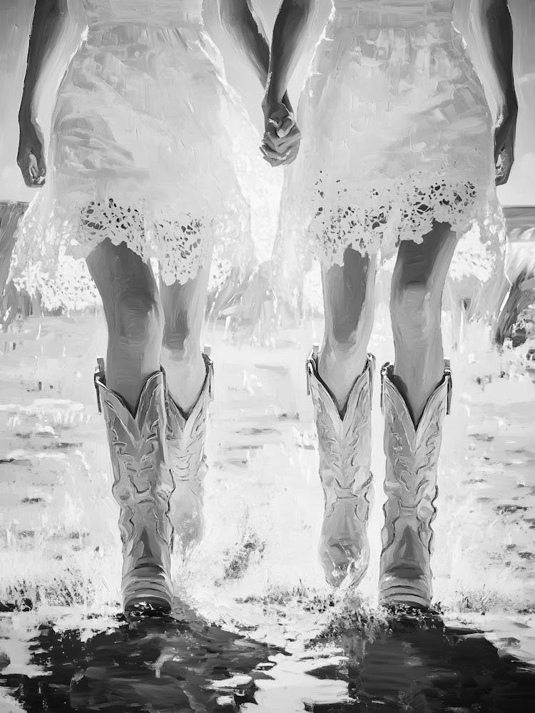 Two Cowgirls Holding Hands