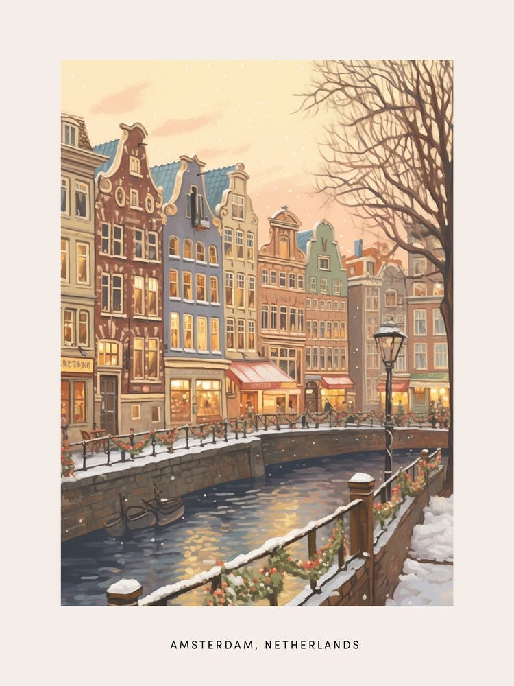 Vintage Winter Poster Amsterdam Netherlands 5
