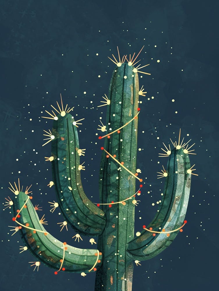 Christmas Cactus Plant Minimalist Illustration 5