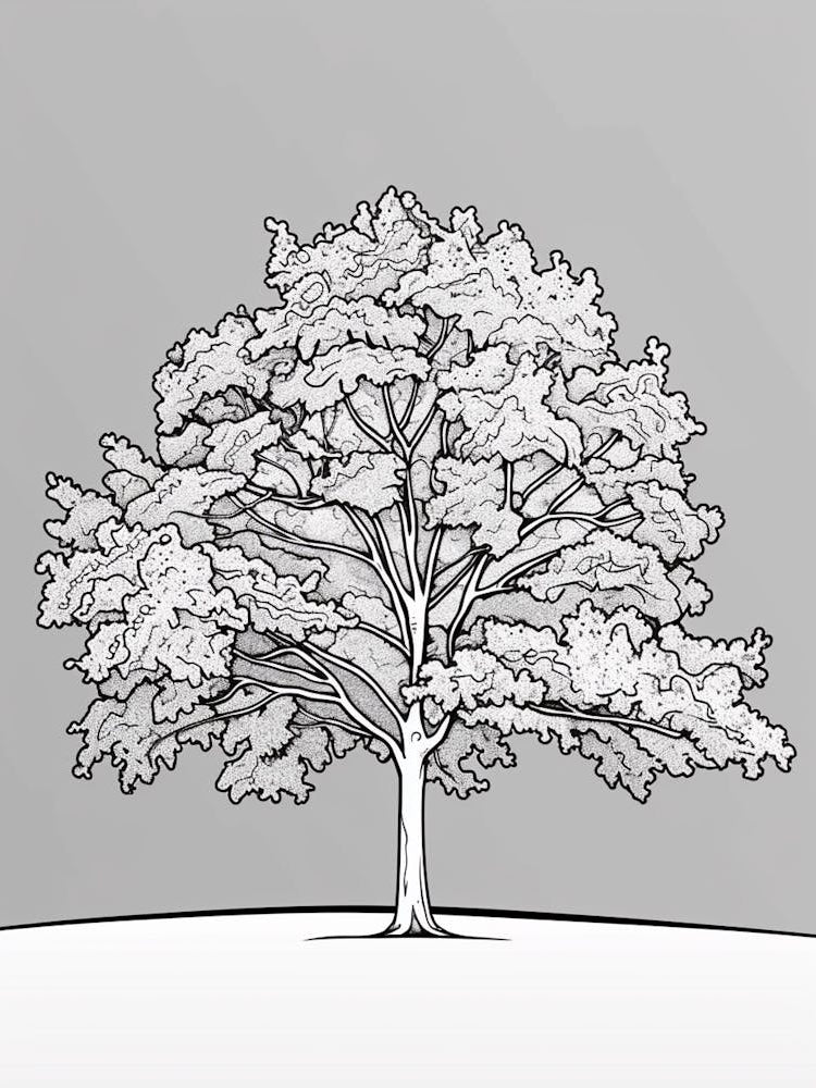 Walnut Tree Minimalistic Drawing 1