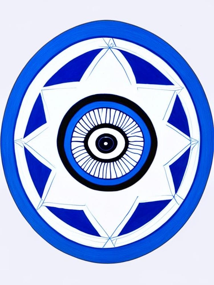 Dharma Wheel, Symbol, Third Eye Blue & White 4