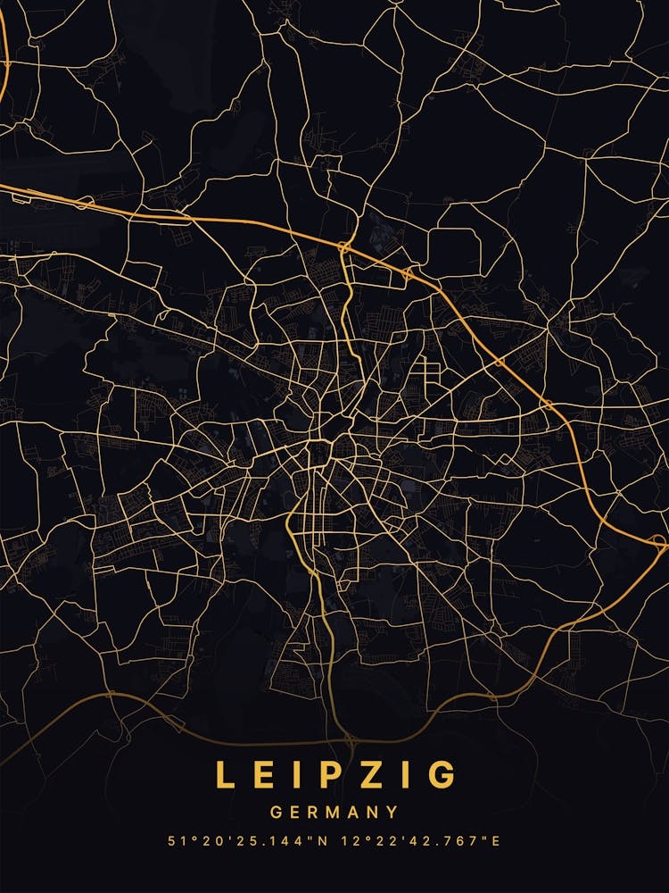 Leipzig Deutschland Schwarz-Gold Karte